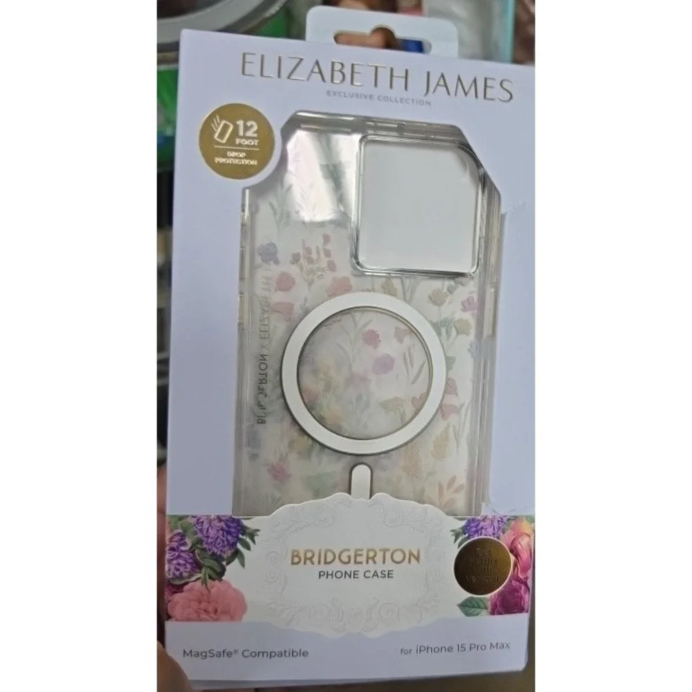 Elizabeth James Bridgerton iPhone 15 Pro Max MagSafe Phone Case Floral Clear...